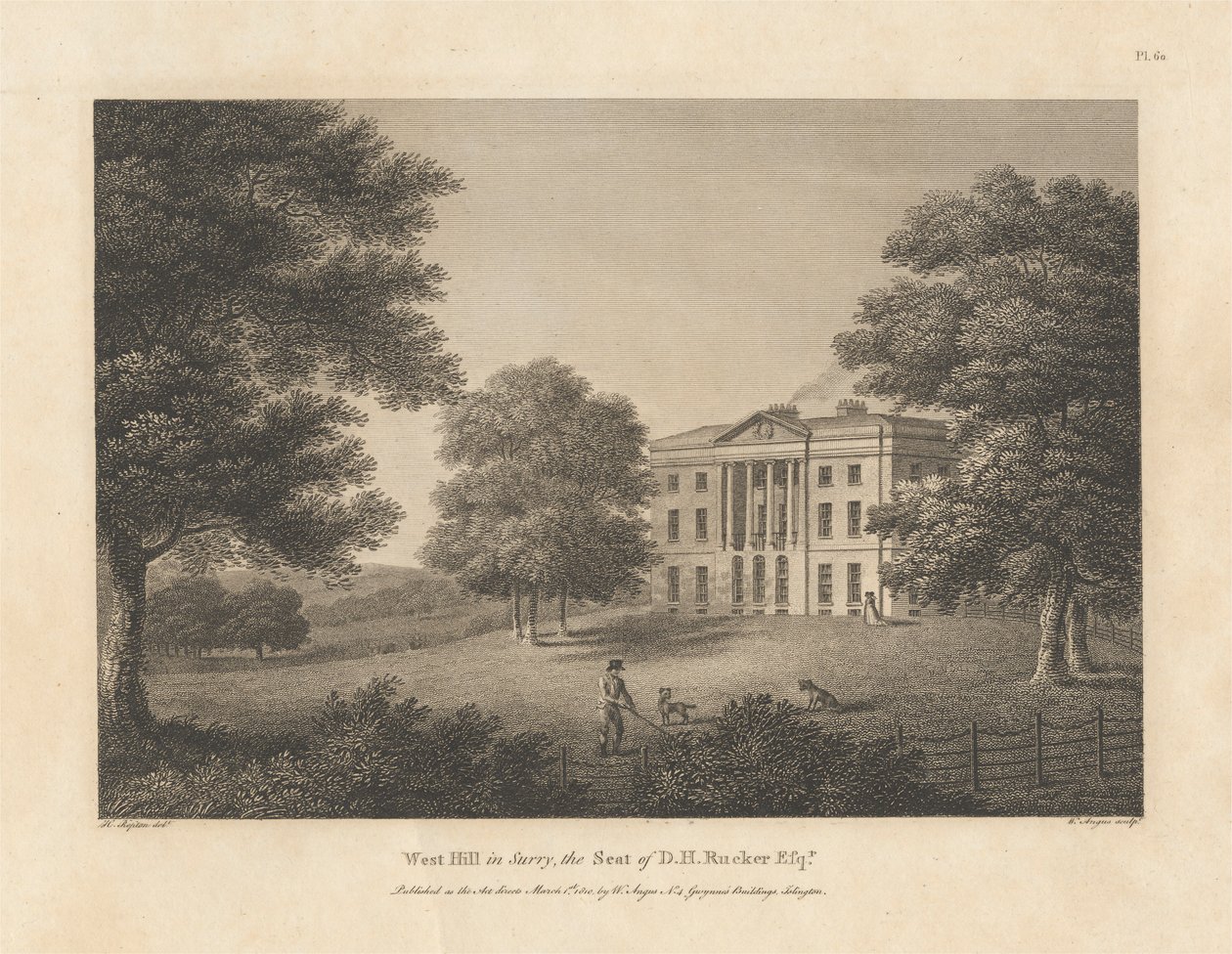 West Hill v Surrey, sídlo D. H. Ruckera Esqr. od William Angus
