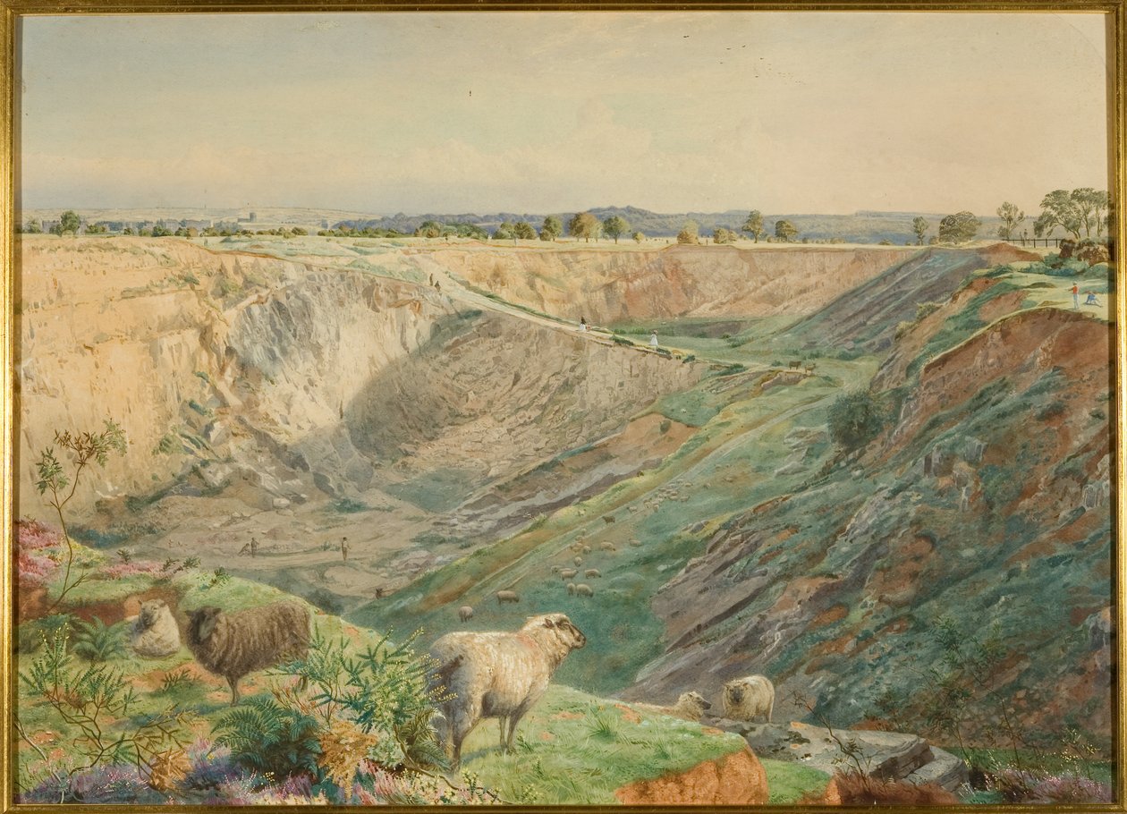 Lom na Durdham Down, kolem roku 1865 (akvarel a tělová barva na papíře) od William Arnee (attr. to) Frank