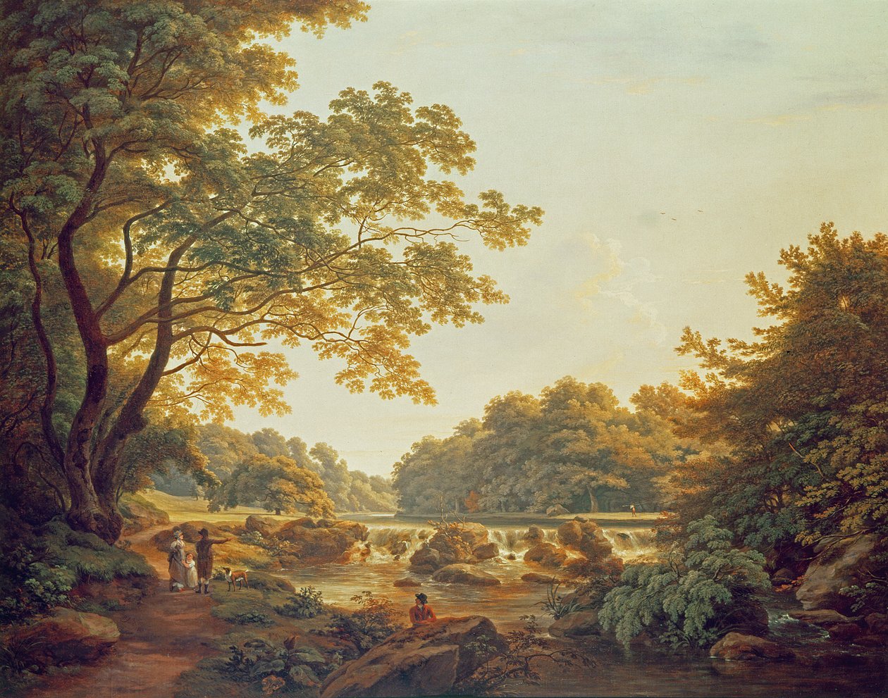 Postavy u jezu na řece Clodiagh v Charleville Forest, County Offaly, 1801 od William Ashford