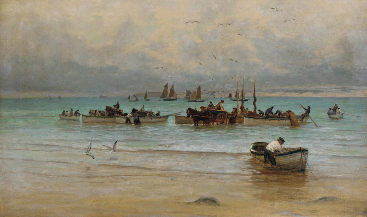 Načítání ryb při odlivu, St. Ives od William Banks Fortescue