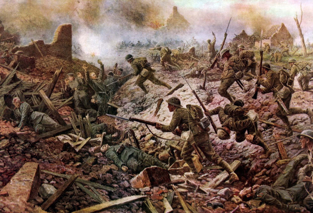 Londýnská teritoriální jednotka v Pozières během bitvy na Sommě od William Barnes (after) Wollen