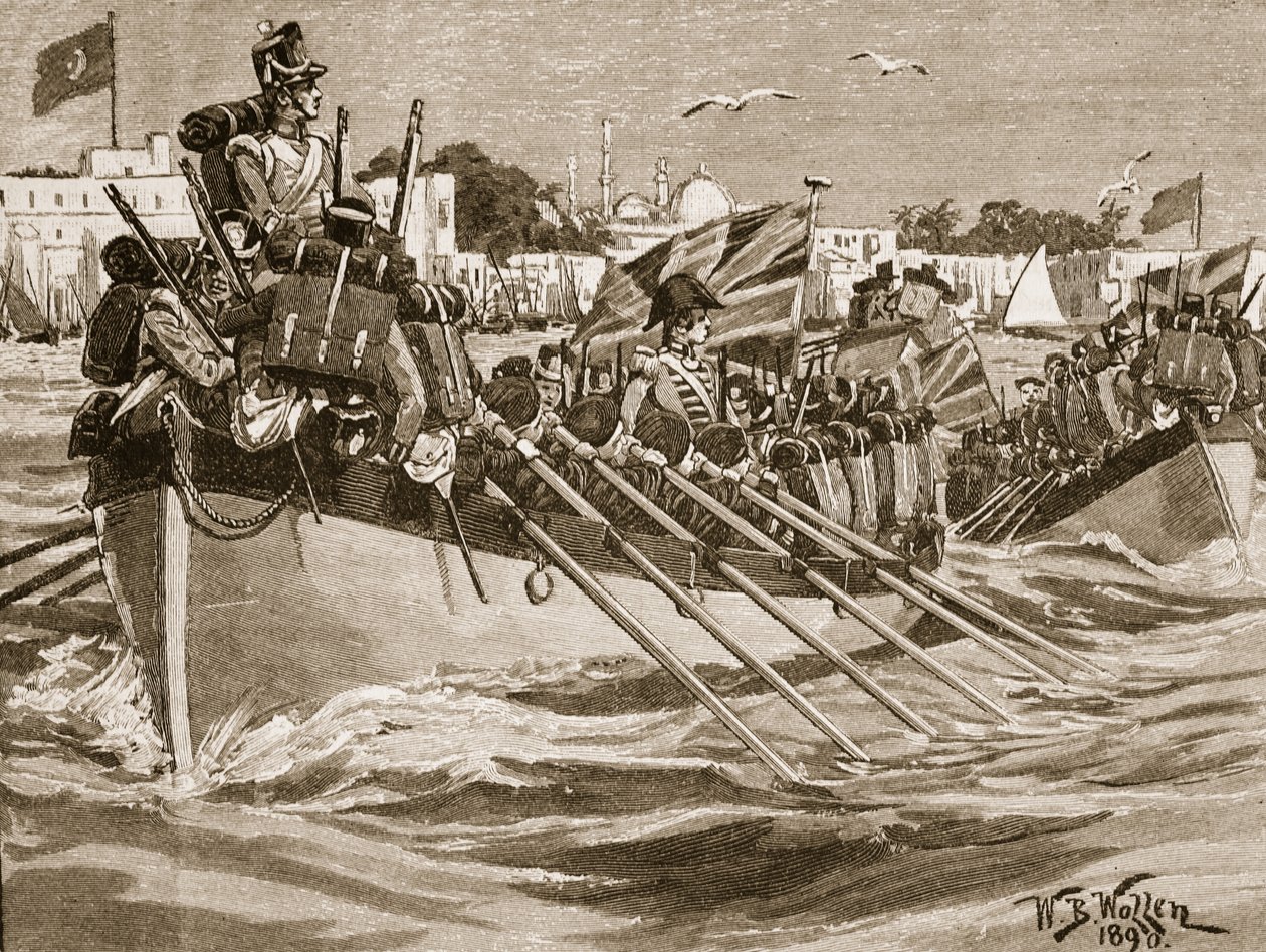 Odchod britských vojsk z Alexandrie, 1807, ilustrace z „Cassell