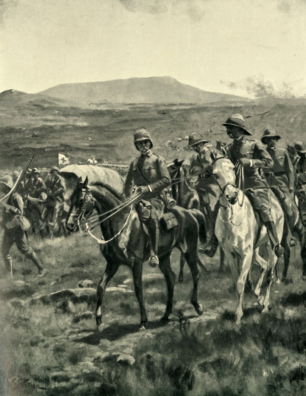 Lord Roberts a zaměstnanci na Veldt se blíží k Pretorii, 1901. od William Barnes Wollen