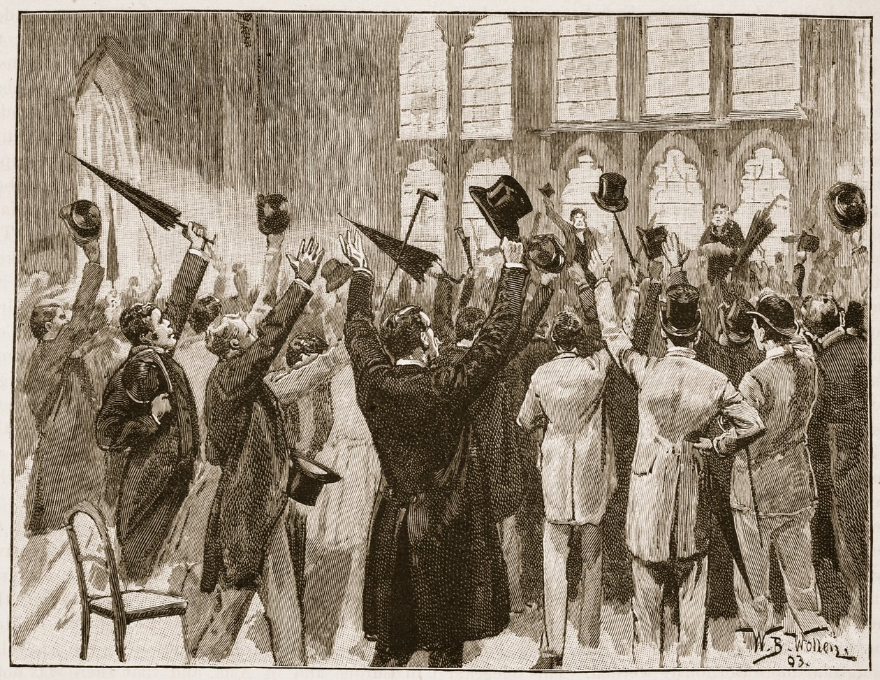 Setkání Jingoes v Guildhall, Londýn, 1878, ilustrace z „Cassell