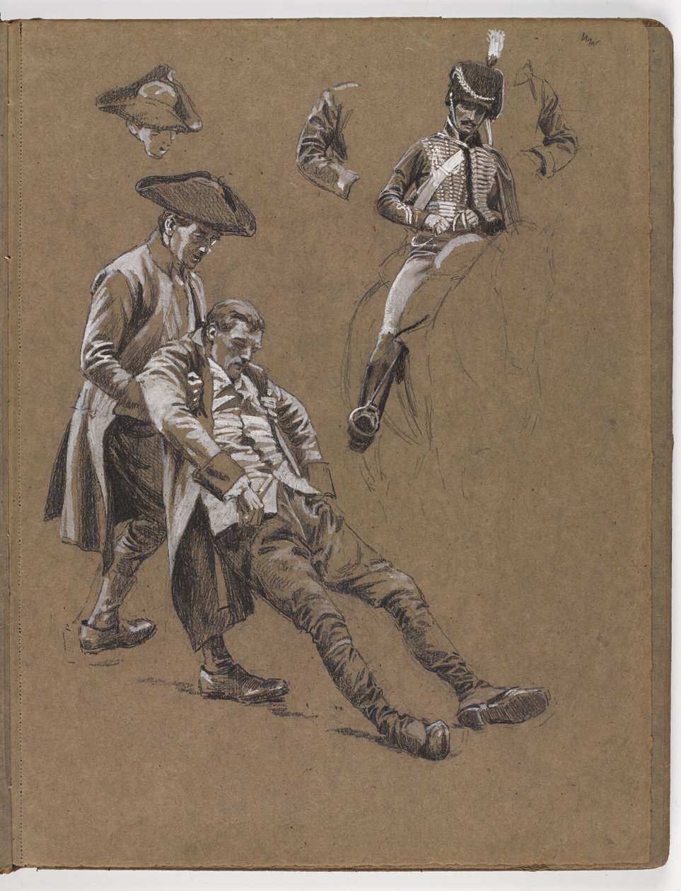 Studie k olejomalbě od Williama Barnse Wollena, ?Bitva u Lexingtonu 1775? od William Barnes Wollen