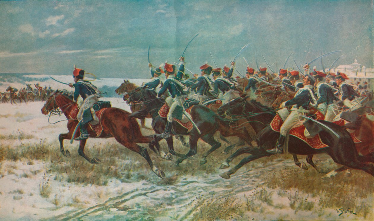 The Charge of the 10th Hussars at Benevente Corunna Campaign, 1809, c1915 1928 od William Barnes Wollen