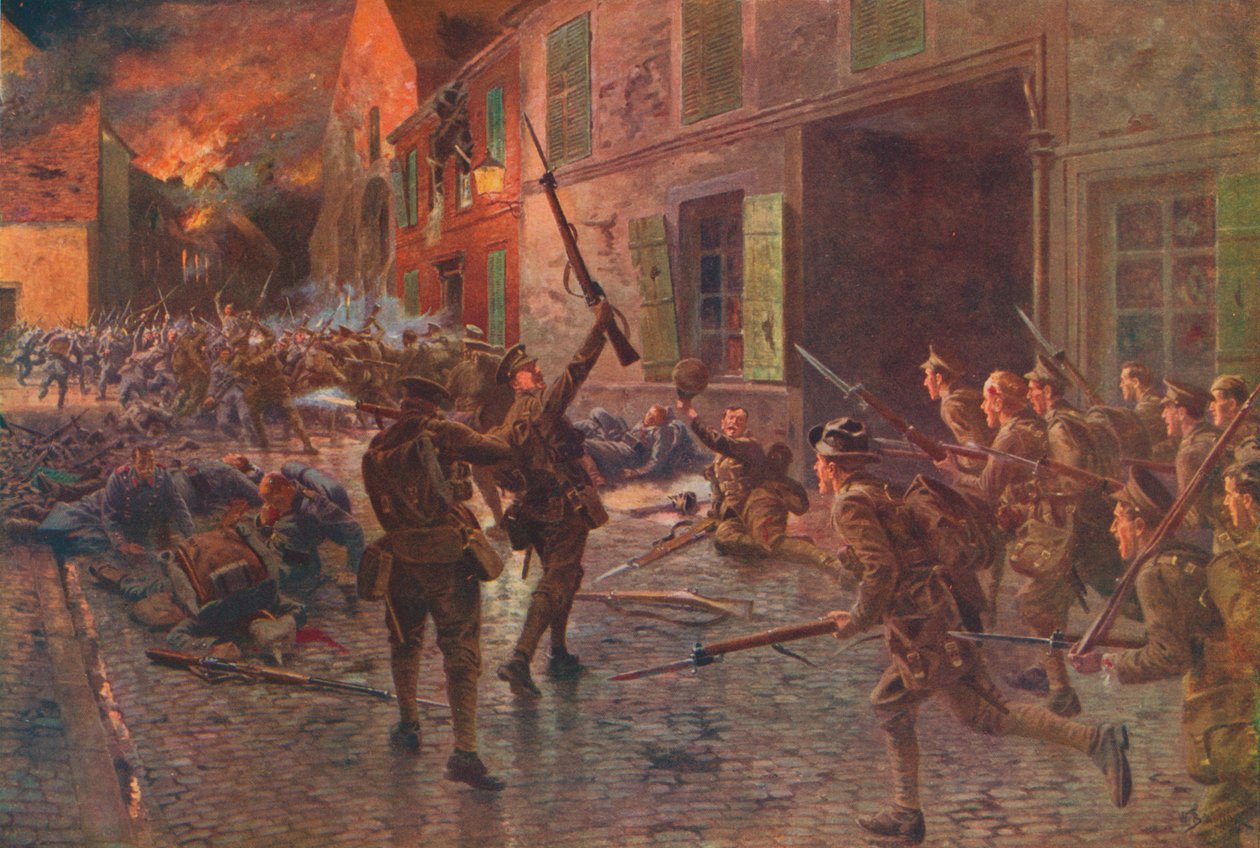 The Coldstream Guards v Landrecies, srpen 1914, 1915 1928 od William Barnes Wollen