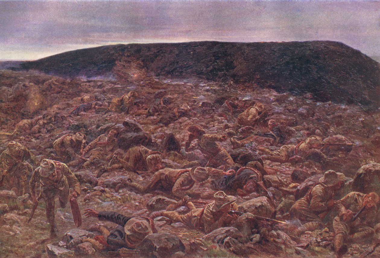 Imperial Light Horse na Waggon Hill 6. ledna 1900, ilustrace z Cassells History of England, 1900s od William Barnes Wollen