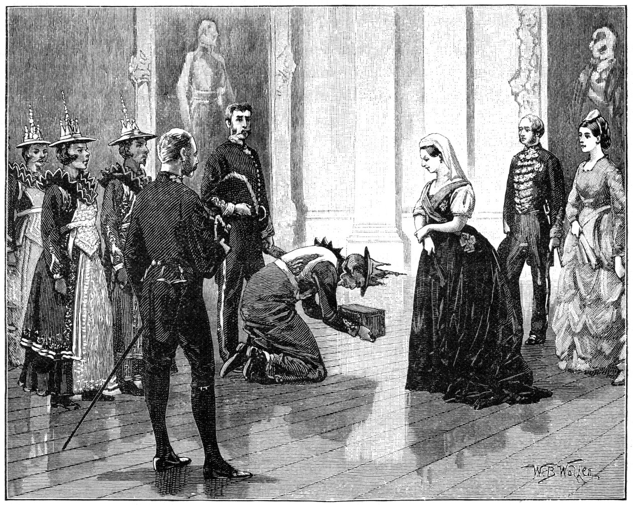 Královna přijímající barmské velvyslanectví, polovina konce 19. století, 1900. od William Barnes Wollen