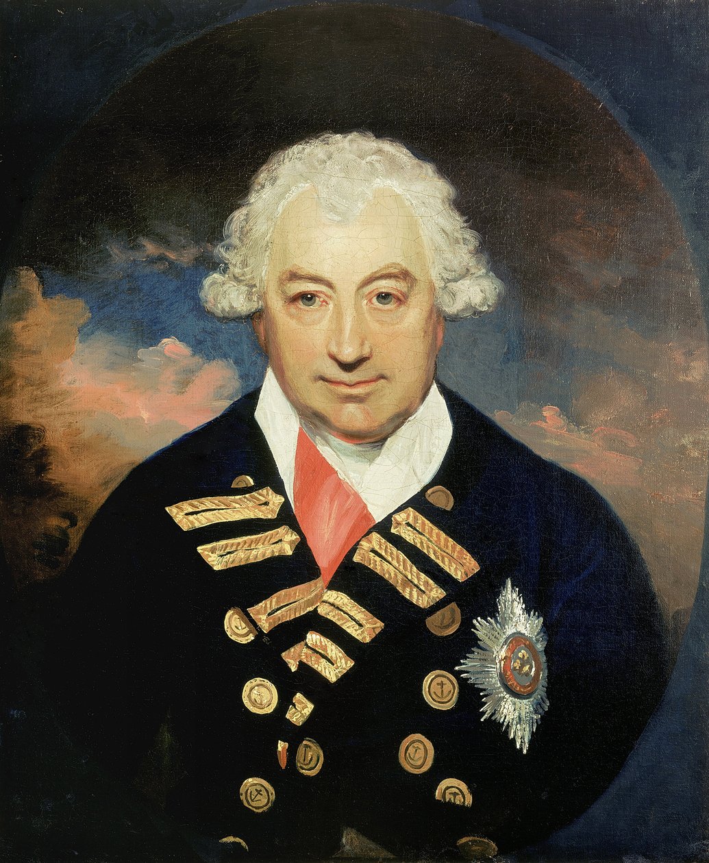 Portrét kontraadmirála sira Johna Jervise (1735-1823), prvního hraběte ze Saint Vincent, se stuhou Řádu lázní, velícího britské flotile ve Středomoří v letech 1795 a 1797, po boku Horatia Nelsona (1758-1805), který vyráží na španělskou flotilu u C. od William Beechey