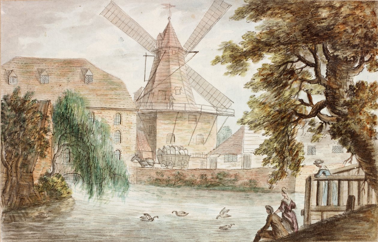 River Scene (tužka a akvarel na papíře) od William Beilby