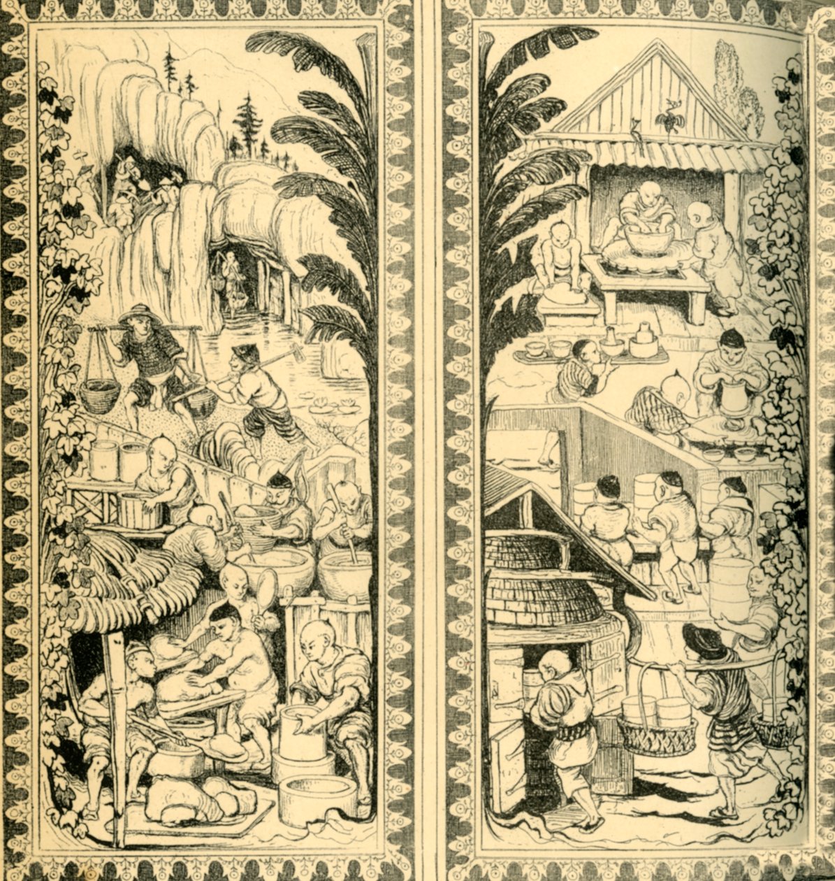 Čínští hrnčíři při práci, design pro okno z barevného skla, c1870, 1881. od William Bell Scott