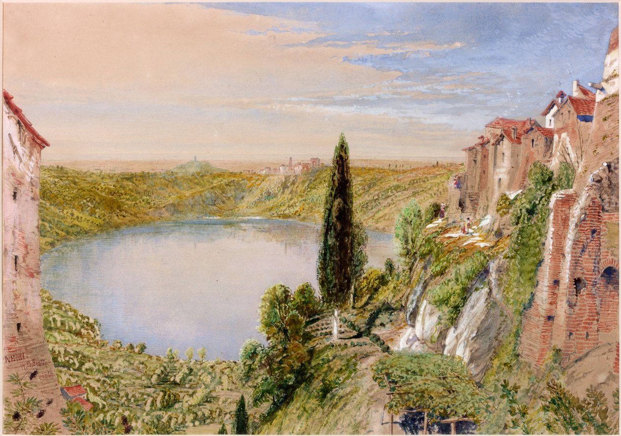Jezero Nemi, 1862 (př.n.l., tužka a wc na papíře) od William Bell Scott