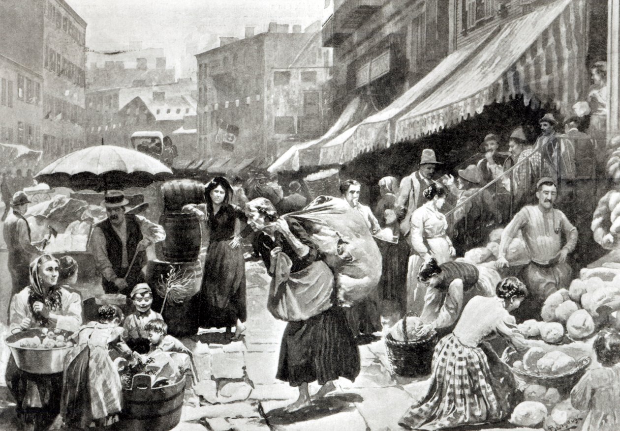 Italská kolonie Mulberry Bend v New Yorku, ilustrace v časopise 