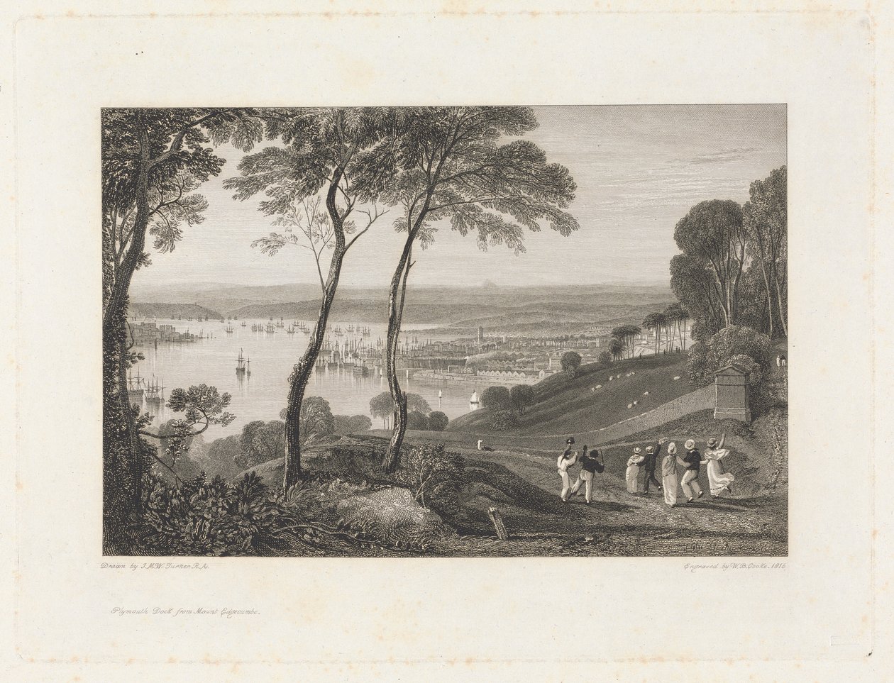 Plymouth Dock, z Mount Edgecumbe od William Bernard Cooke