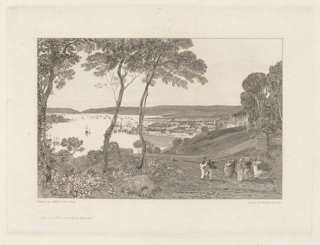 Plymouth Dock z Mount Edgecumbe od William Bernard Cooke