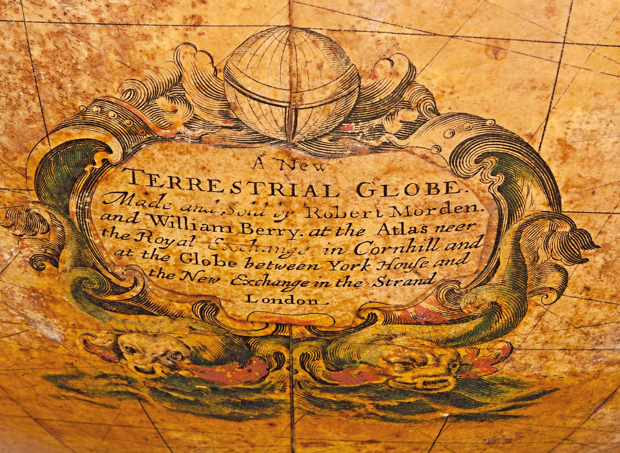 Raný anglický zemský glóbus, kolem roku 1673 od William Berry