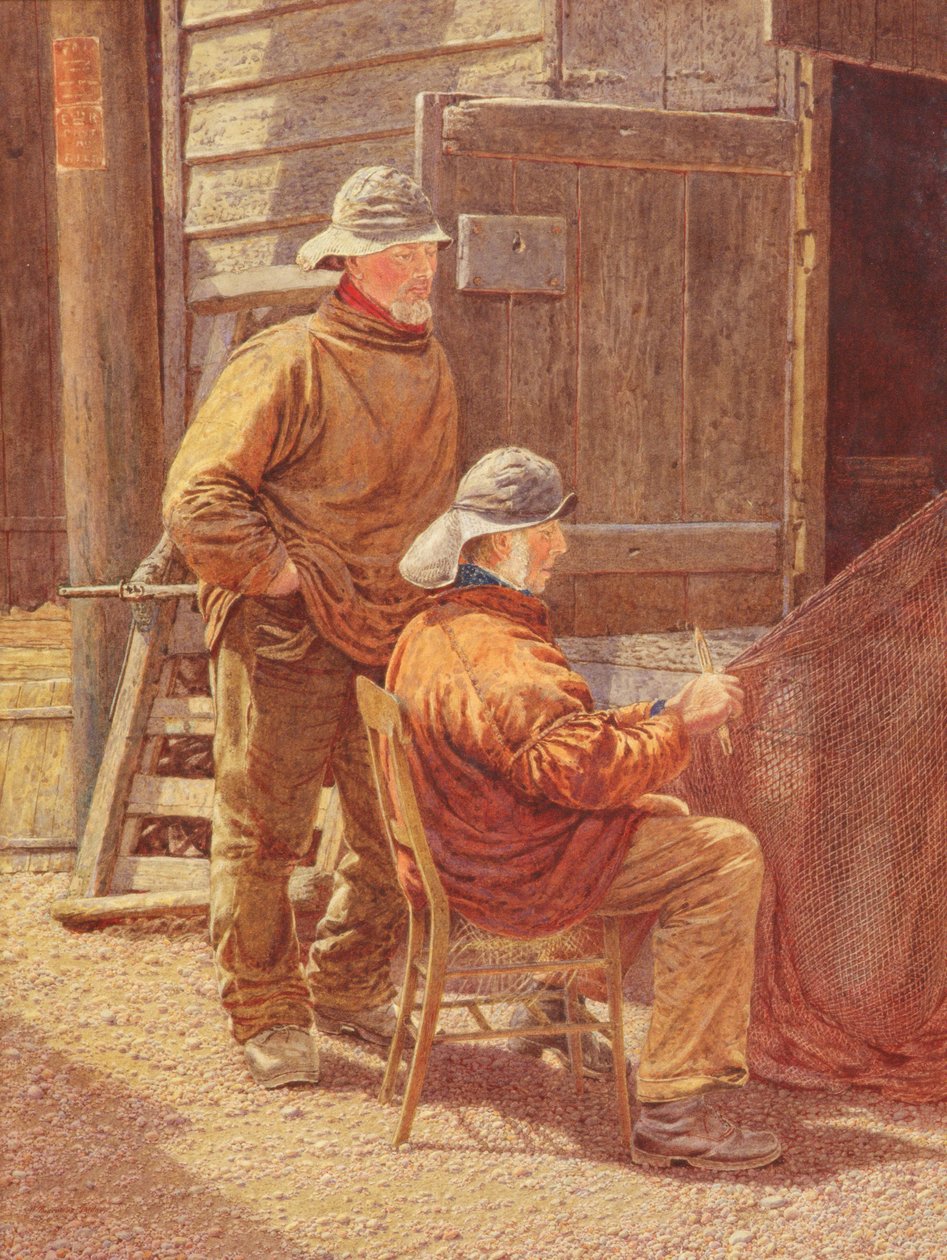 Opravování sítí, Hastings, 1909 od William Biscombe Gardner
