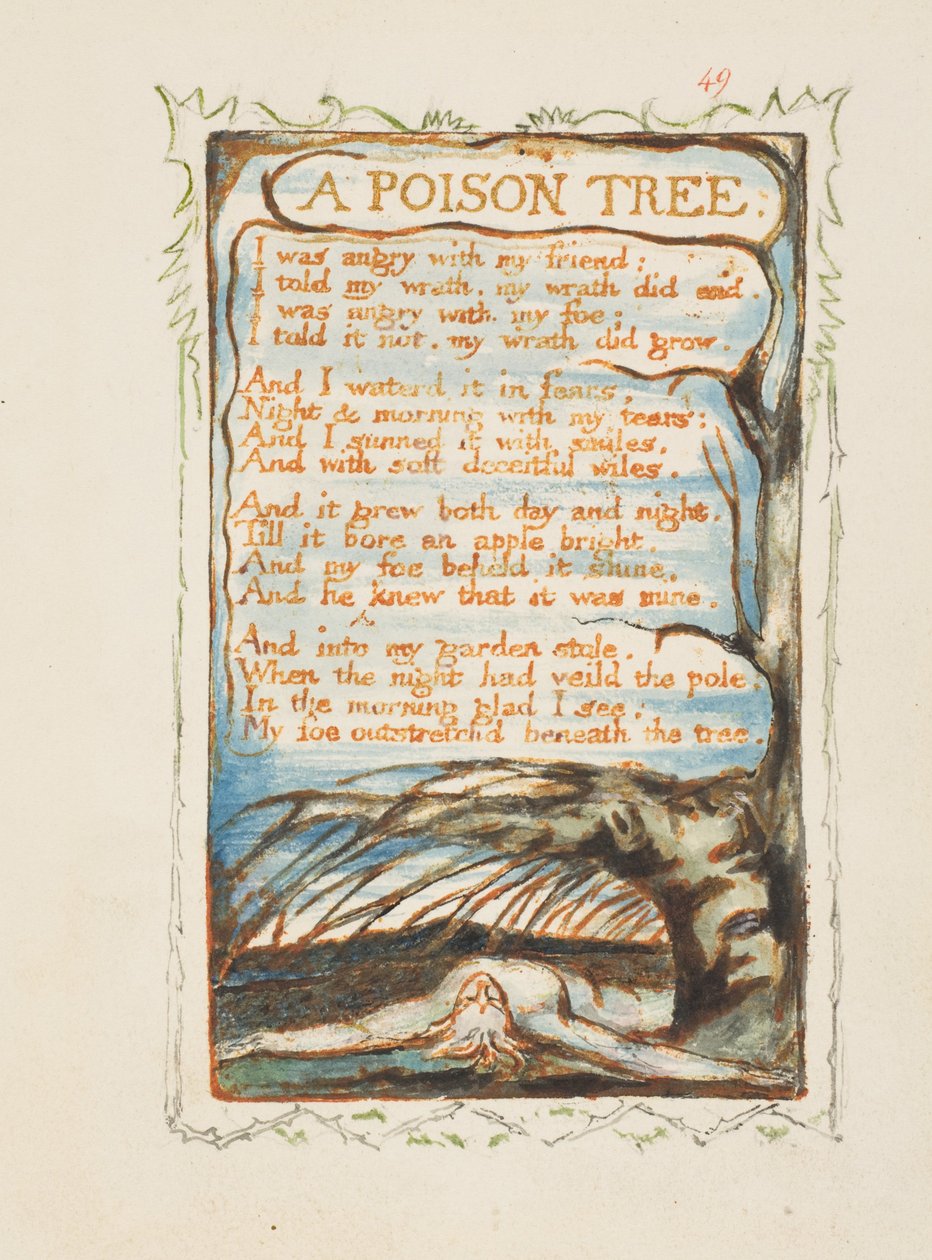 Jedovatý strom. Songs of Innocence and of Experience, asi 1825 od William Blake