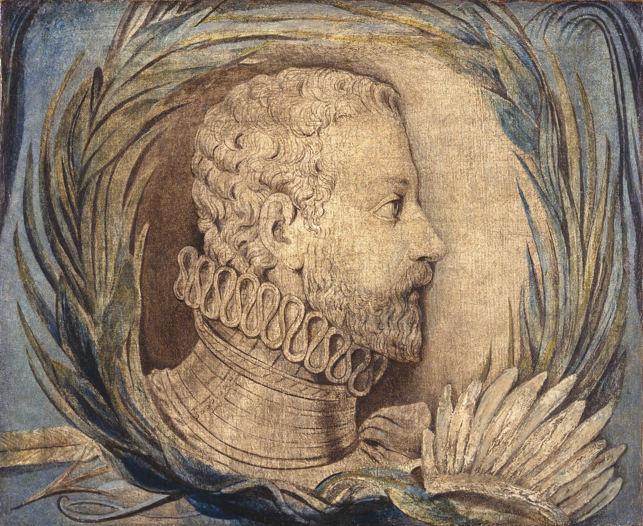 Alonso de Ercilla y Zúñiga, kolem 1800 (tempera na plátně) od William Blake