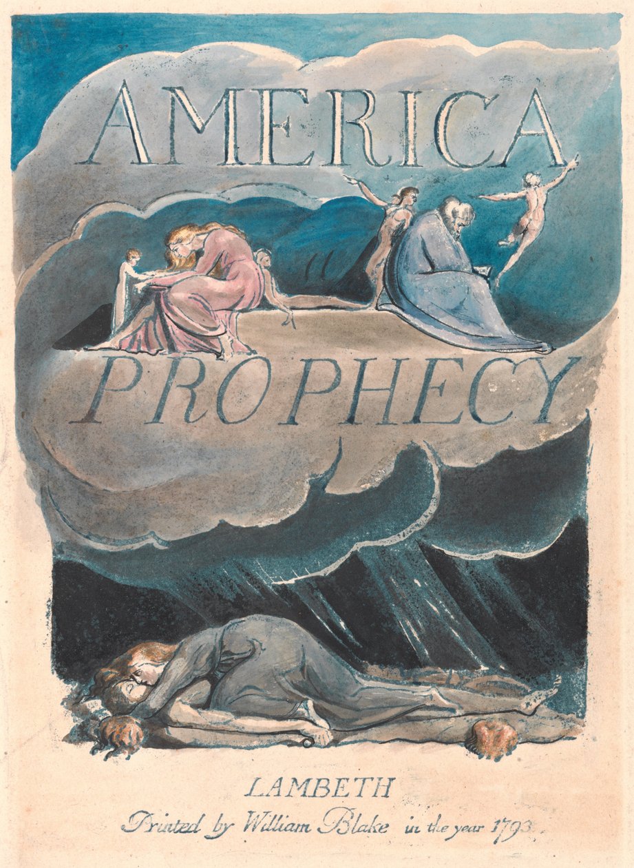 Amerika. Proroctví, deska 2, titulní stránka od William Blake