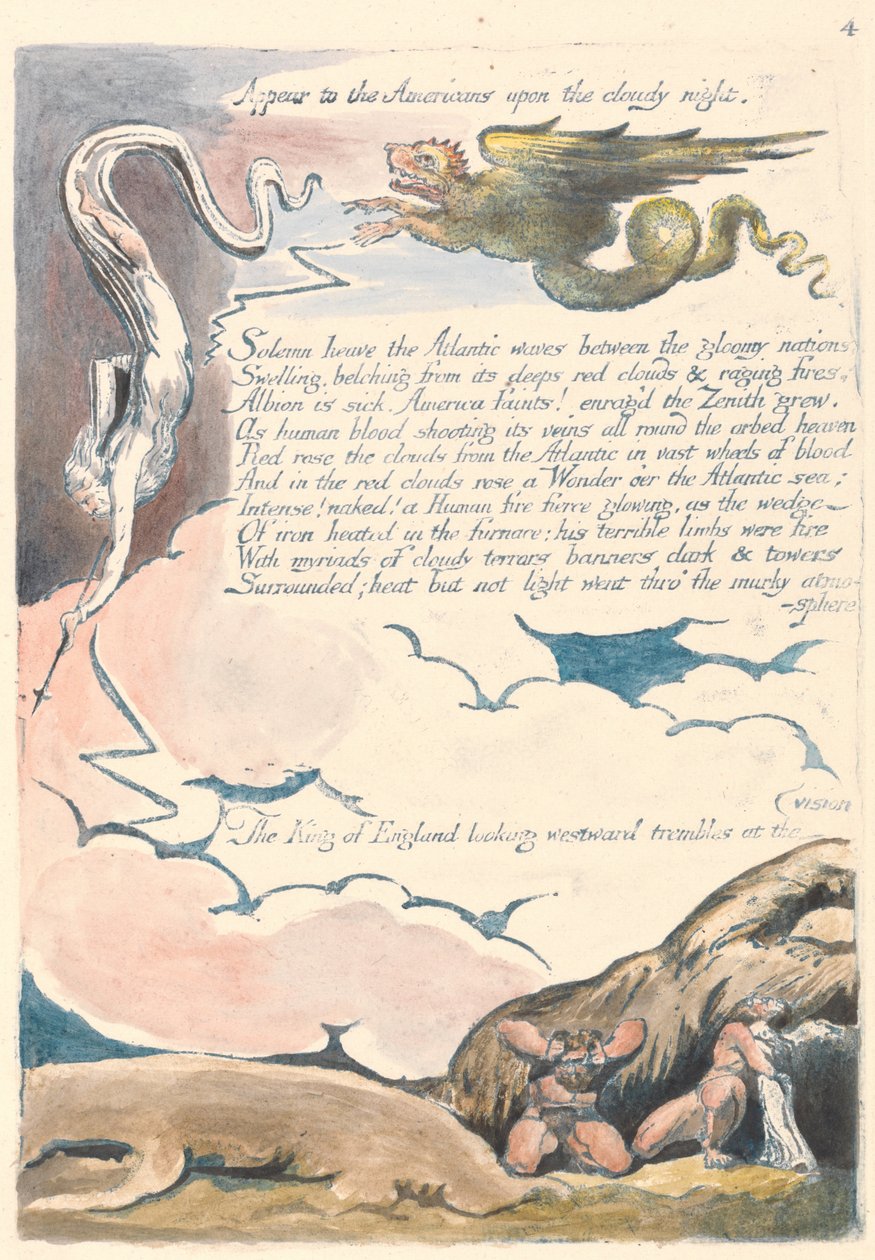 Amerika. Prophecy, Plate 6, Appear to the Americans .... od William Blake