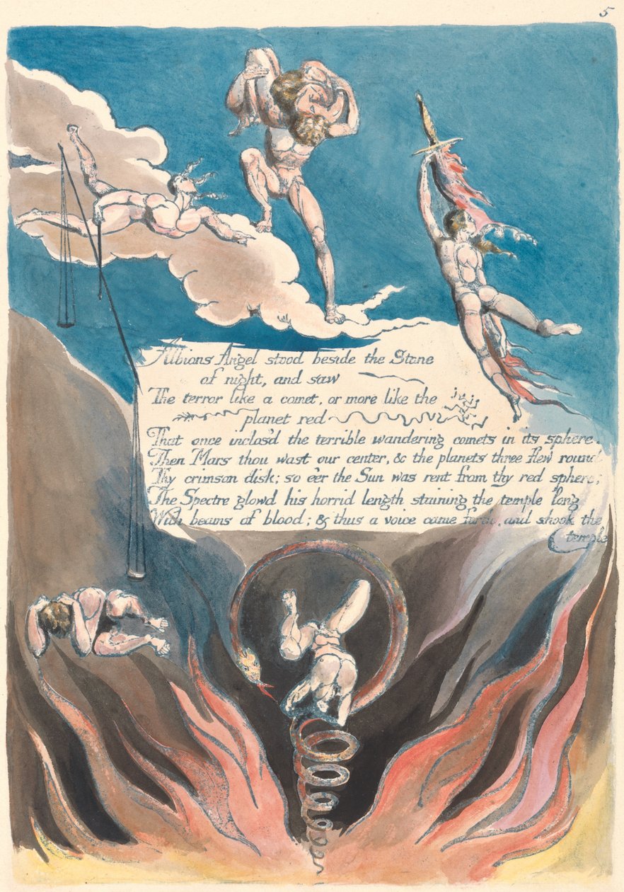 Amerika. Proroctví, deska 7, Albions Angel stood.... od William Blake