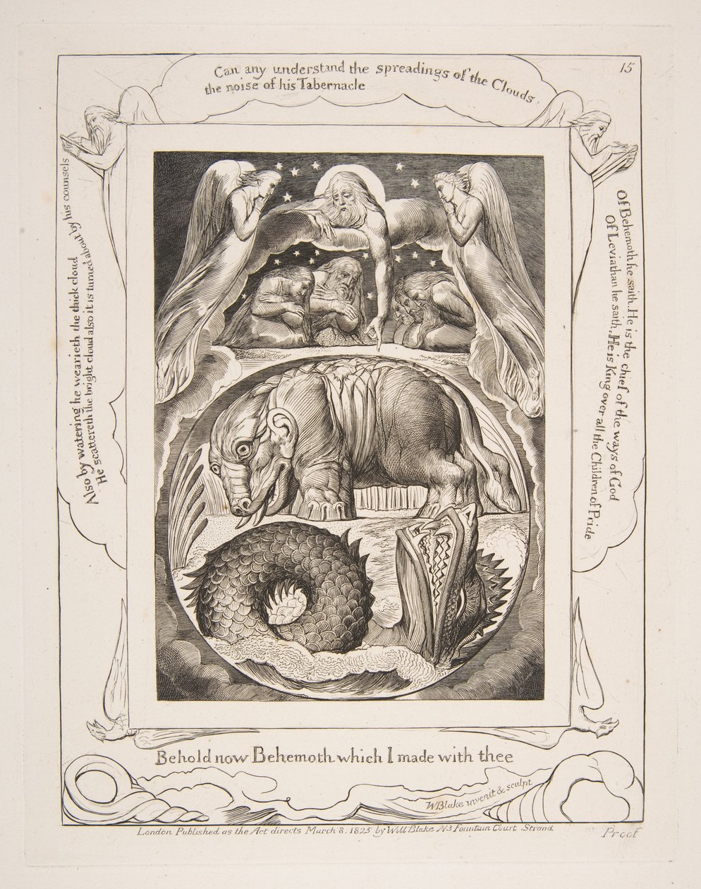 Behemoth a Leviathan, z ilustrací Knihy Job, 1825-26. od William Blake