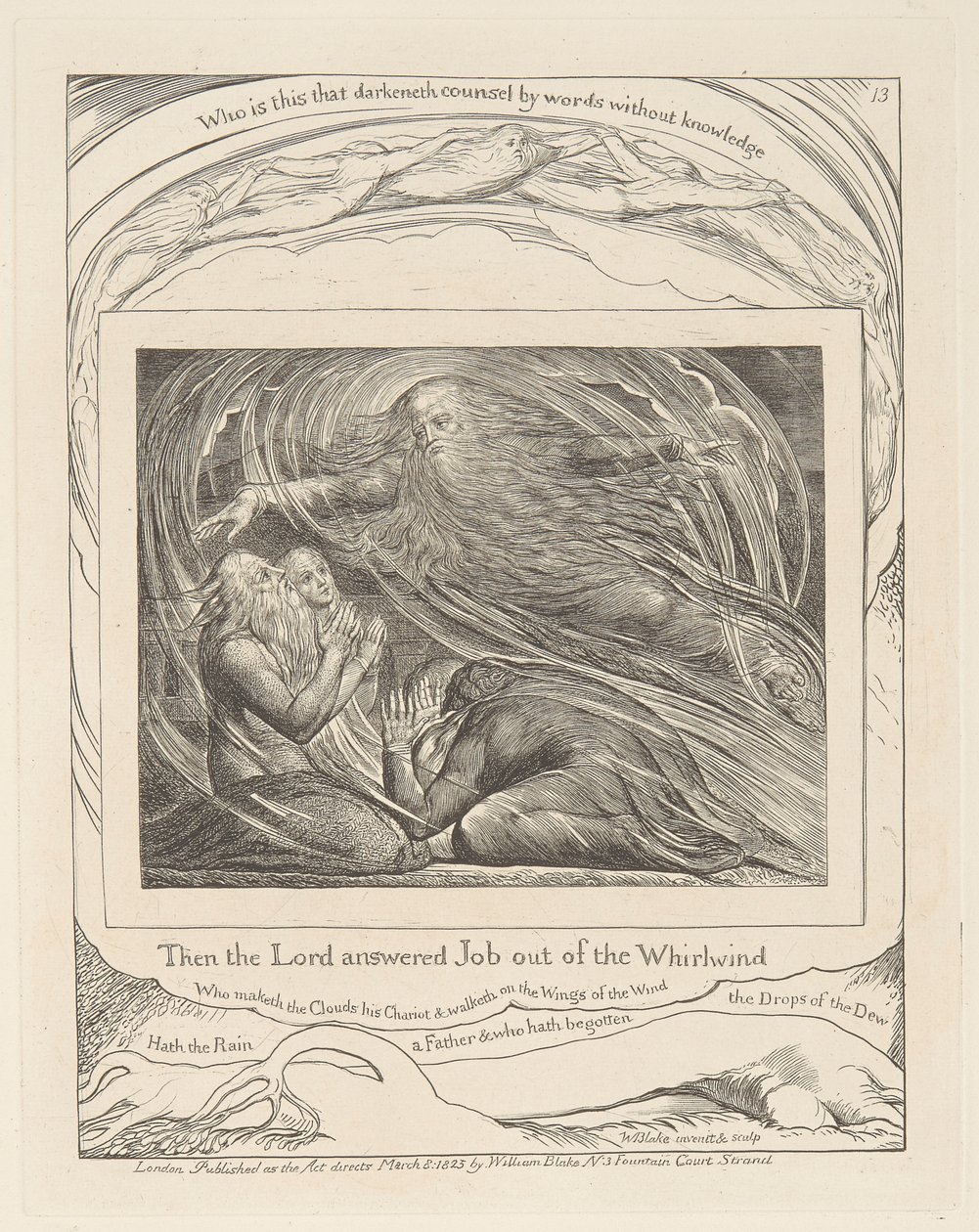Kniha Job, deska 13, Pán odpovídá Jobovi z vichru od William Blake