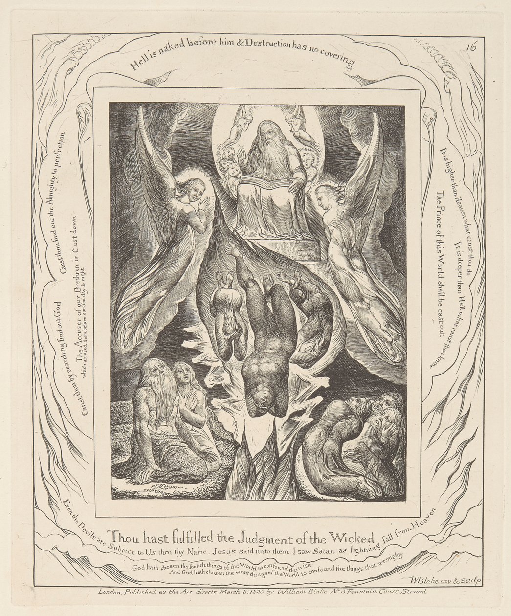 Kniha Job, deska 16, Pád Satana od William Blake