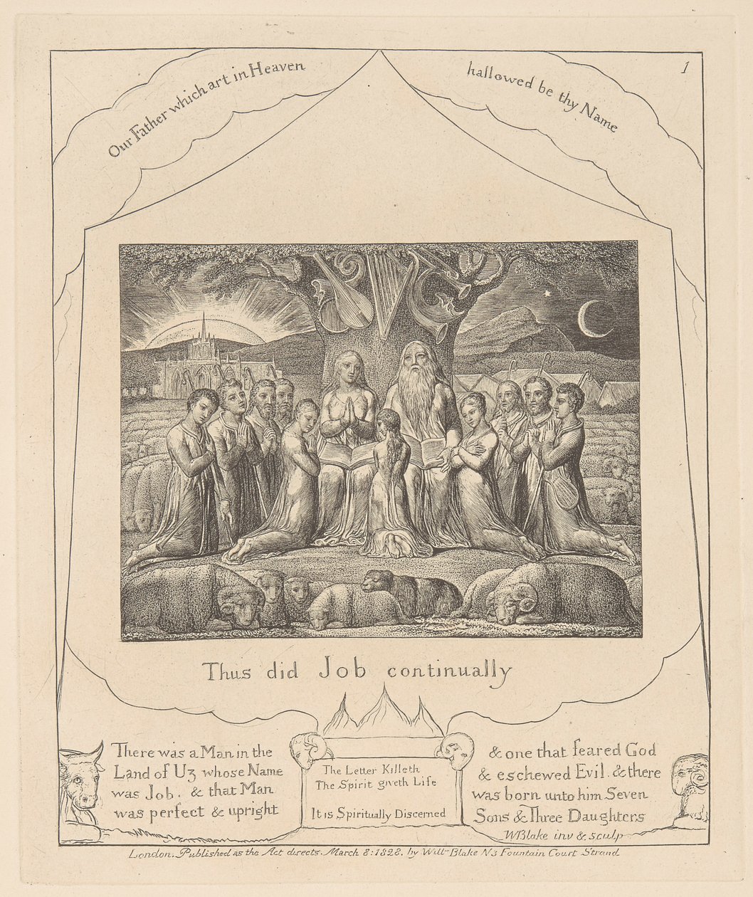 Kniha Job, deska 1, Job a jeho rodina od William Blake