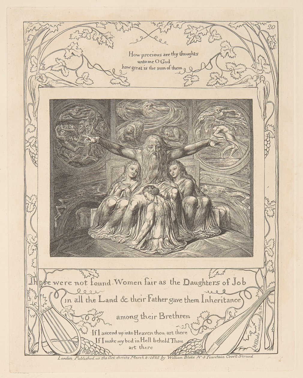 Kniha Job, deska 20, Job a jeho dcery od William Blake