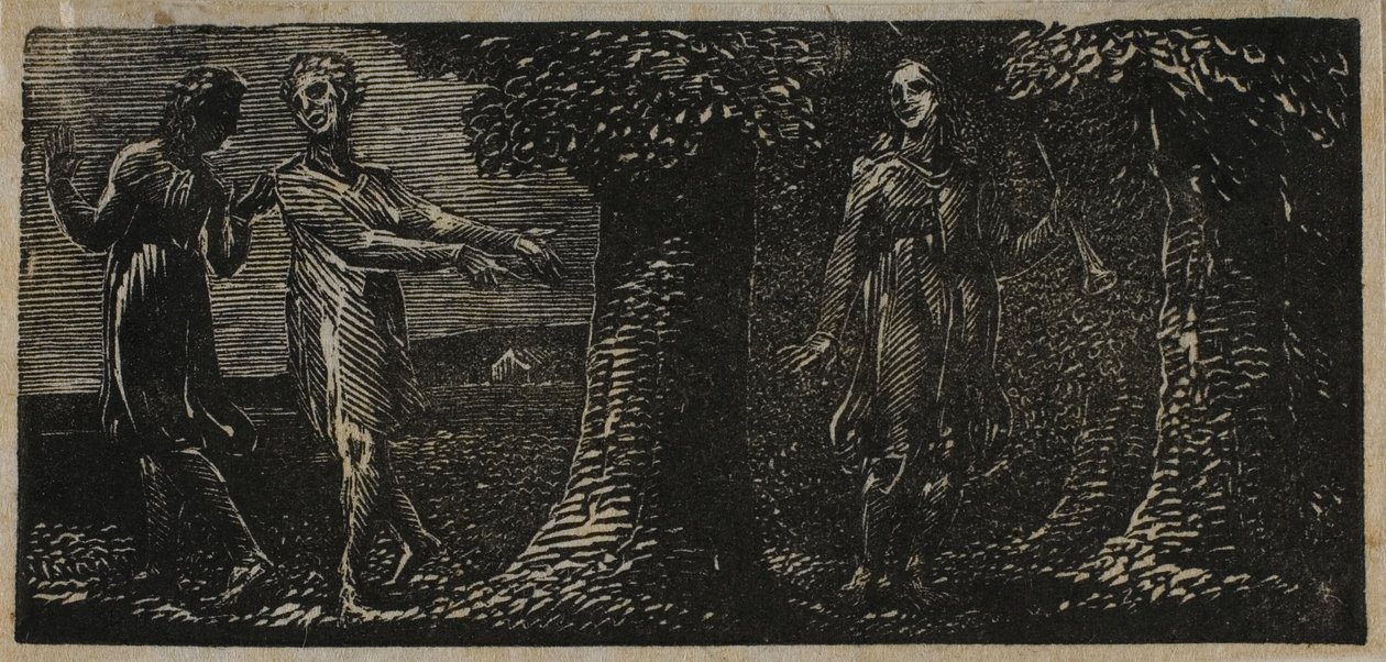 Colinet zesměšňovaný dvěma chlapci, z The Pastorals of Virgil od William Blake