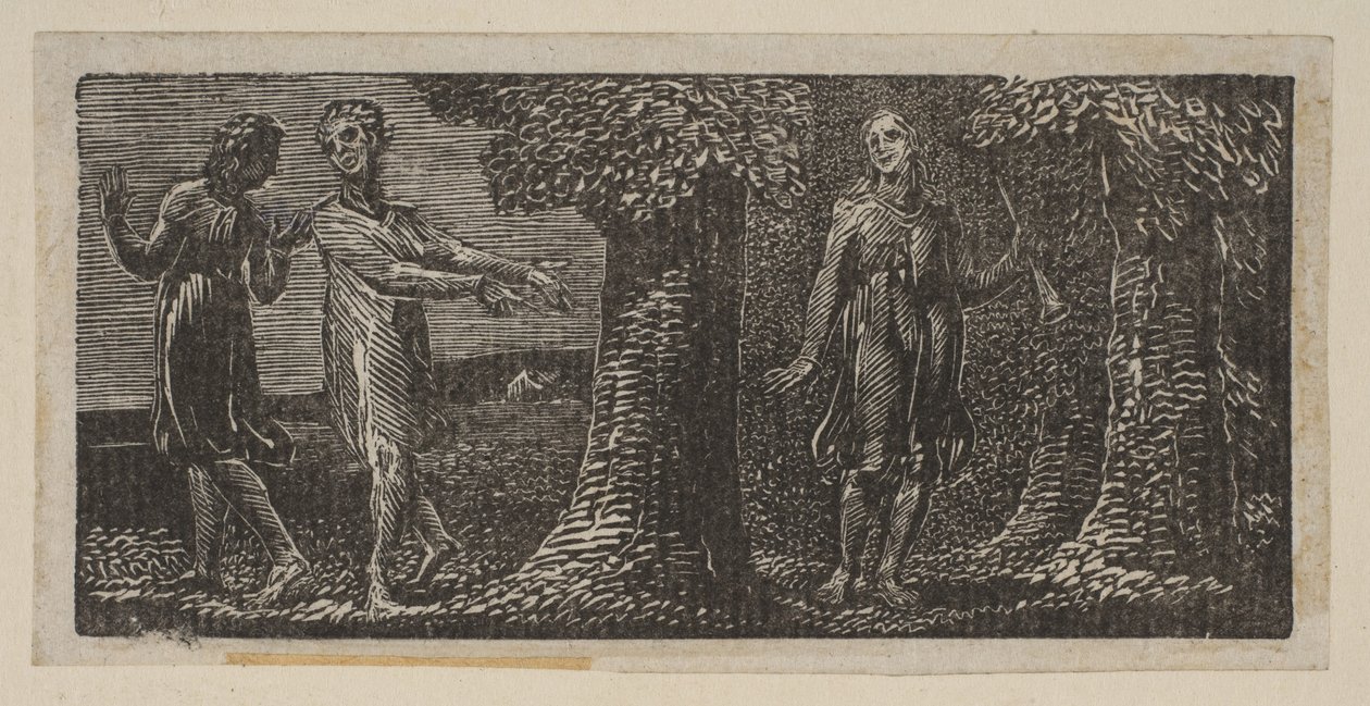 Colinet zesměšněná dvěma chlapci, z Thorntons Pastorals of Virgil, 1821. od William Blake