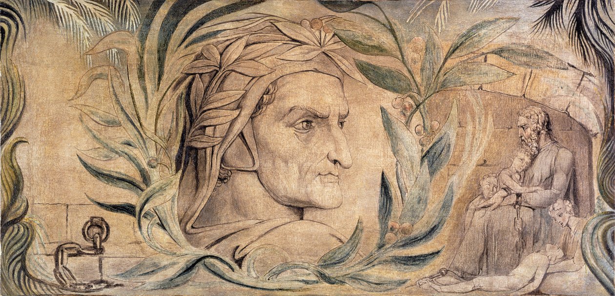 Dante Alighieri, n. 1800-03 (kynä ja muste temperalla kankaalle) od William Blake