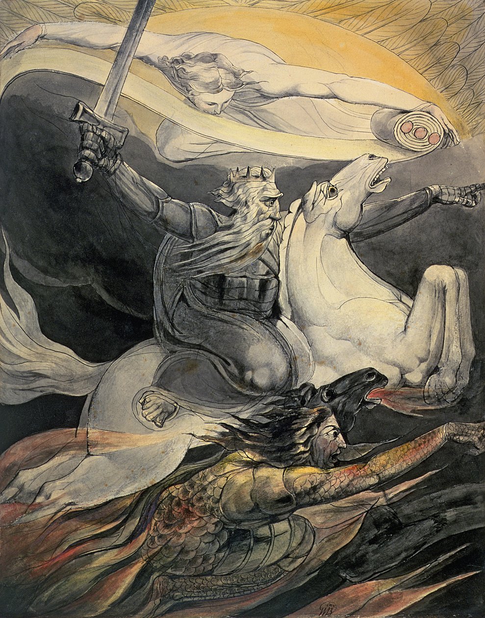 Death on a Pale Horse, cca 1800 (inkoust a akvarel) od William Blake