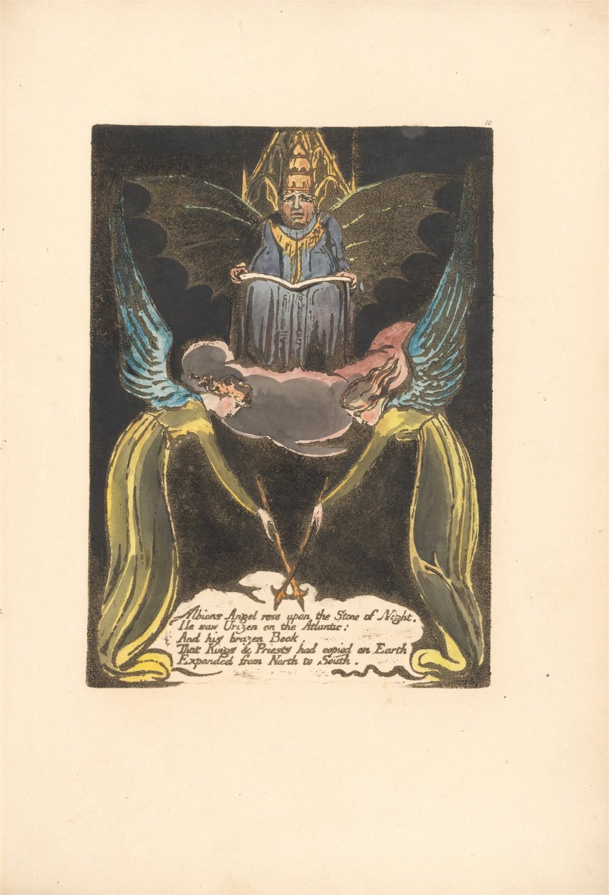 Evropa. Proroctví, talíř 12, Albions Angel vstal. . . . (Bentley 14) od William Blake