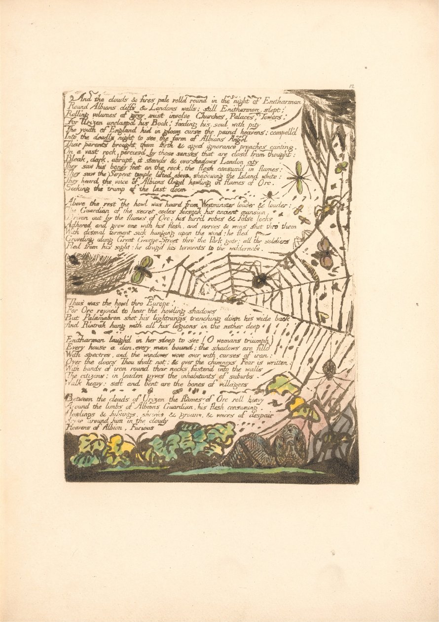 Evropa. Proroctví, talíř 14 a mraky a ohně. . . . (Bentley 15) od William Blake