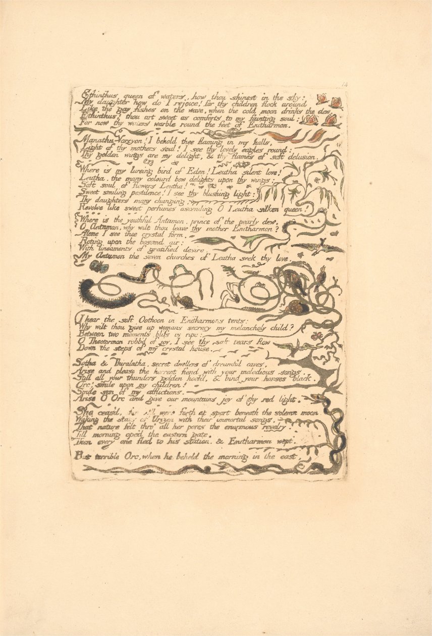 Evropa. Proroctví, talíř 16, královna vod Ethinthus. . . . (Bentley 17) od William Blake