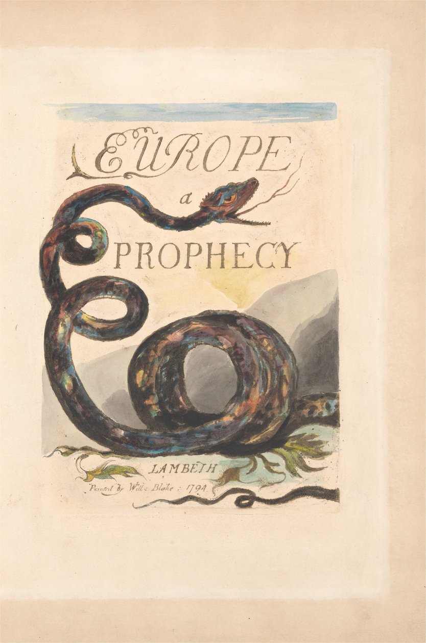 Evropa. Proroctví, deska 2, titulní stránka od William Blake
