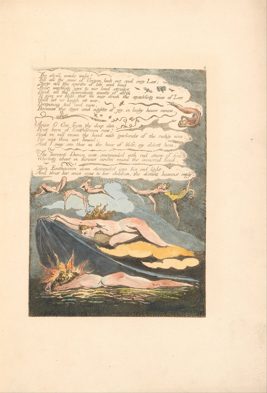 Evropa. Proroctví, talíř 6, Probouzí se pronikavý vítr. . . . (Bentley 7) od William Blake