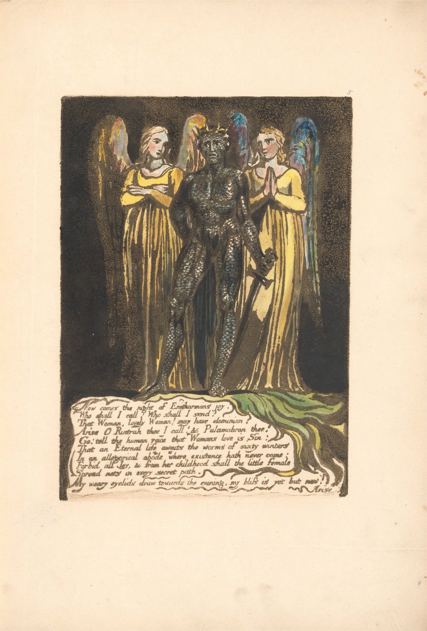 Evropa. Proroctví, talíř 7, nyní přichází noc. . . . (Bentley 8) od William Blake