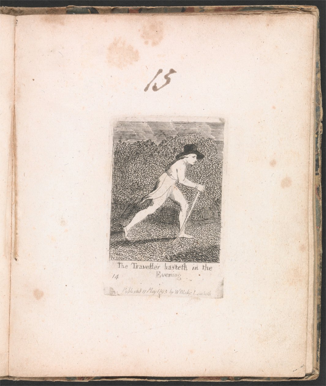 Pro děti. Brány ráje, talíř 16, Cestovatel spěchá ve večerních hodinách od William Blake