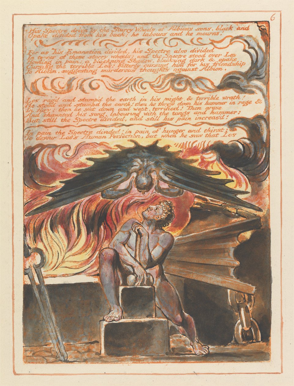 Sein Gespenst getrieben von den Sternenrädern der Söhne Albions... (Platte 6) od William Blake