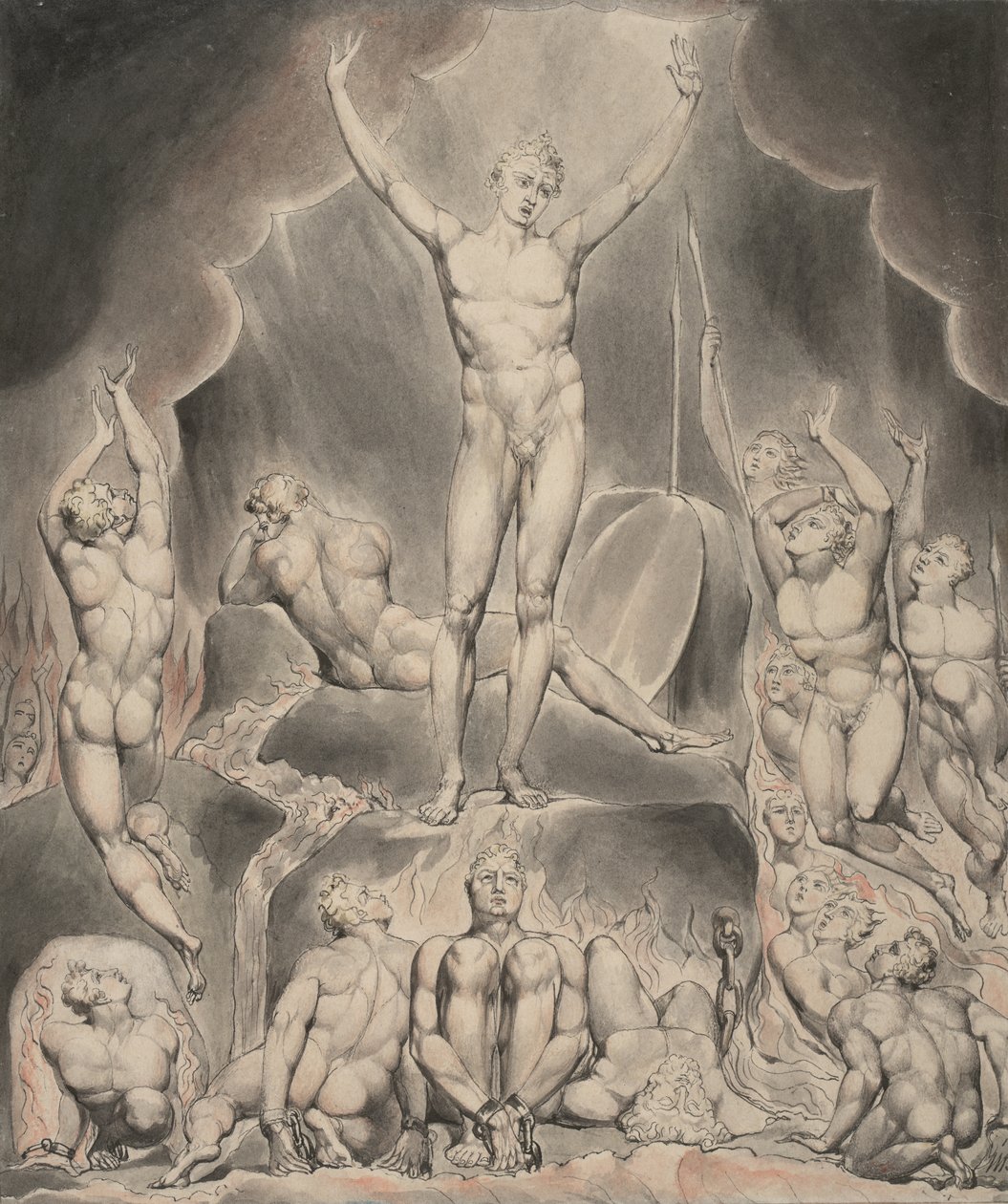 Ilustrace 1 k Miltonovu „Ztracenému ráji“: Satan svolává své legie od William Blake