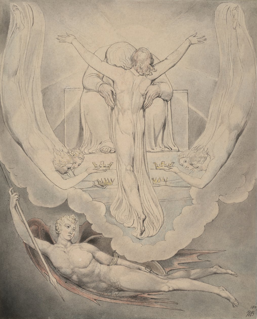 Ilustrace 3 k Miltonovu „Ztracenému ráji“: Kristus nabízí vykoupení člověka, 1807 od William Blake