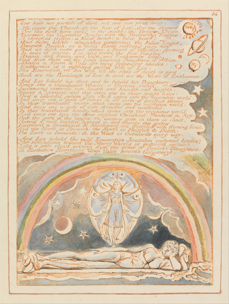 Jeruzalém, talíř 14, Jeden vlas ani částečka prachu .... od William Blake