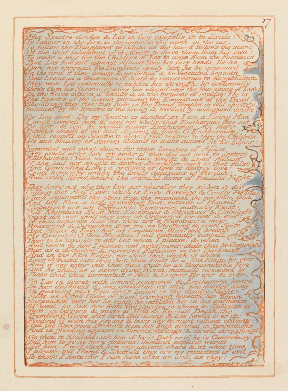 Jeruzalém, talíř 17, jeho přízrak rozděluje ... od William Blake