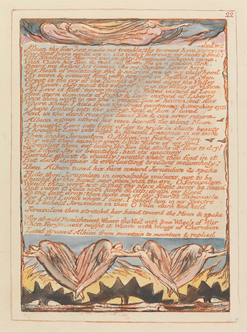 Jeruzalém, talíř 22, Albion, tvůj strach mě rozechvěl .... od William Blake