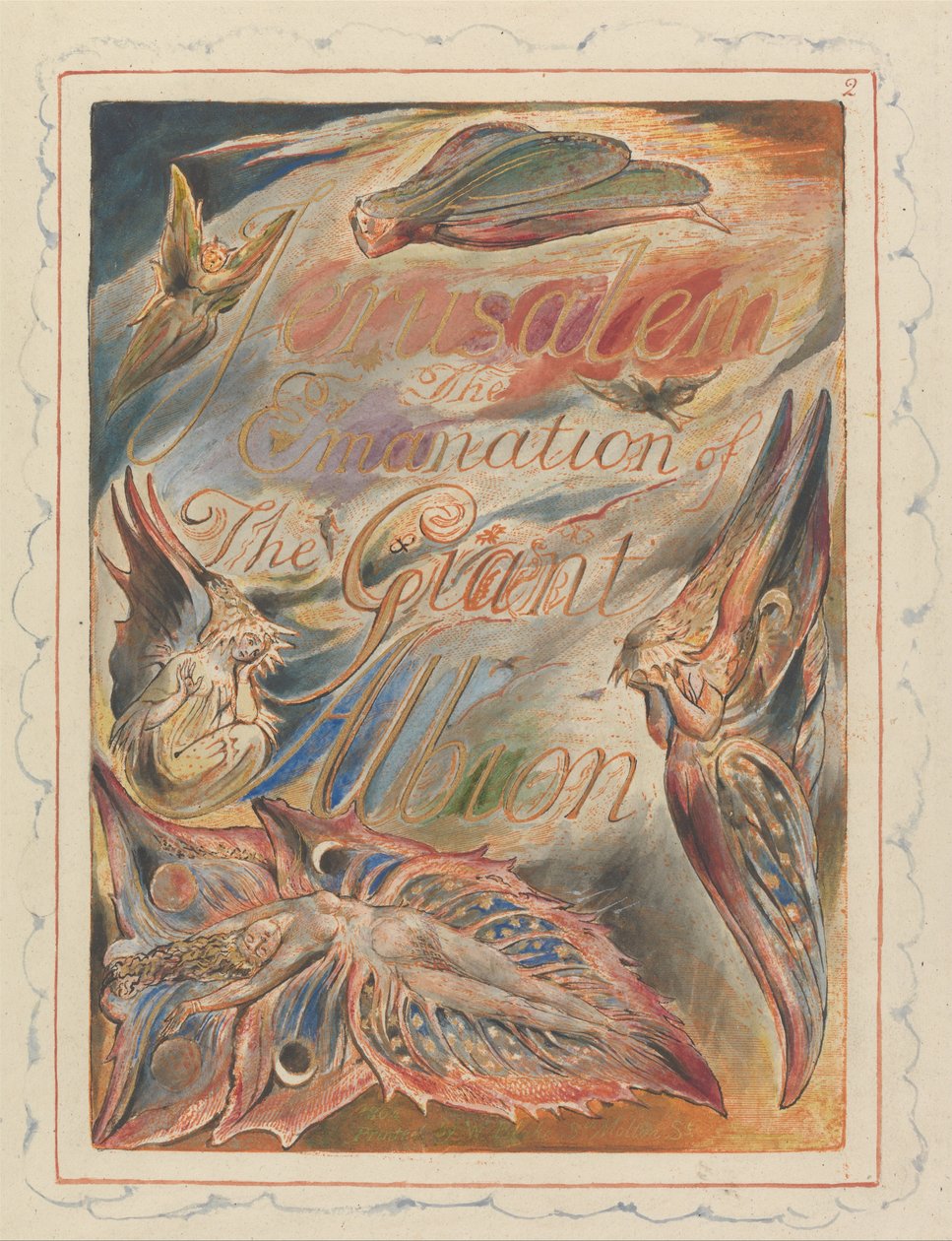 Jeruzalém, deska 2, titulní stránka od William Blake